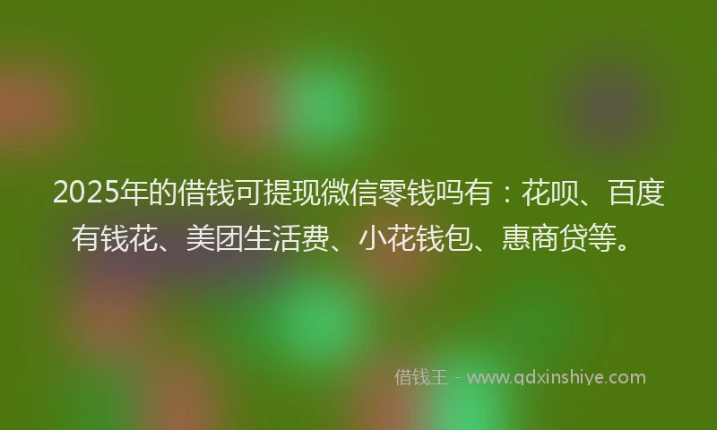 2025年的借钱可提现微信零钱吗有：花呗、百度有钱花、美团生活费、小花钱包、惠商贷等。