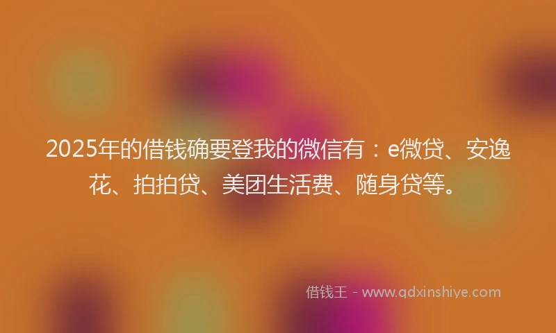2025年的借钱确要登我的微信有：e微贷、安逸花、拍拍贷、美团生活费、随身贷等。