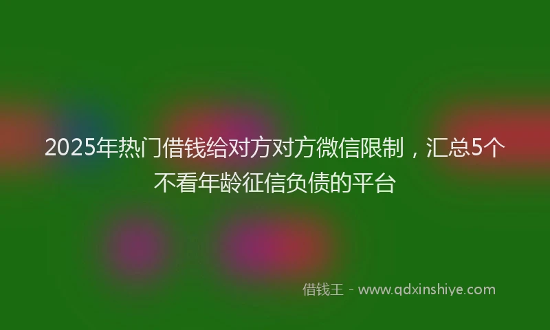 2025年热门借钱给对方对方微信限制，汇总5个不看年龄征信负债的平台
