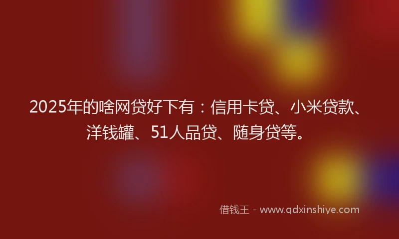 2025年的啥网贷好下有：信用卡贷、小米贷款、洋钱罐、51人品贷、随身贷等。