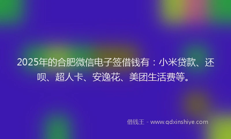 2025年的合肥微信电子签借钱有：小米贷款、还呗、超人卡、安逸花、美团生活费等。