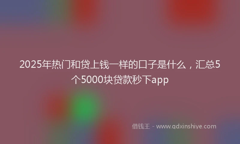 2025年热门和贷上钱一样的口子是什么，汇总5个5000块贷款秒下app