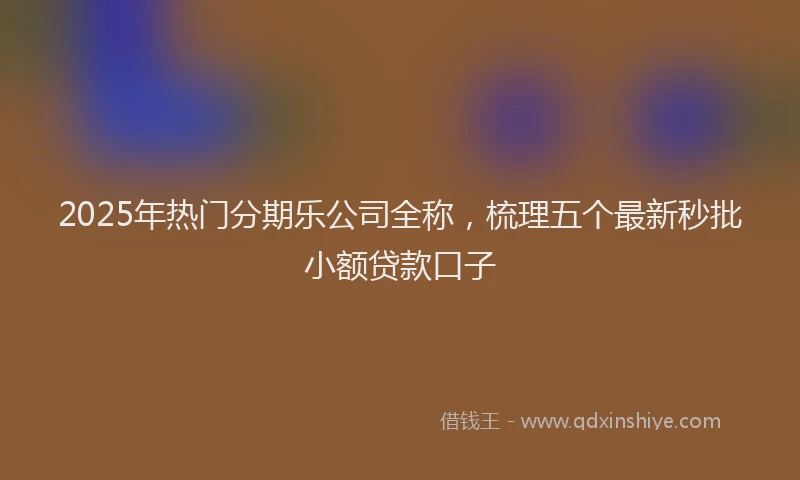 2025年热门分期乐公司全称，梳理五个最新秒批小额贷款口子