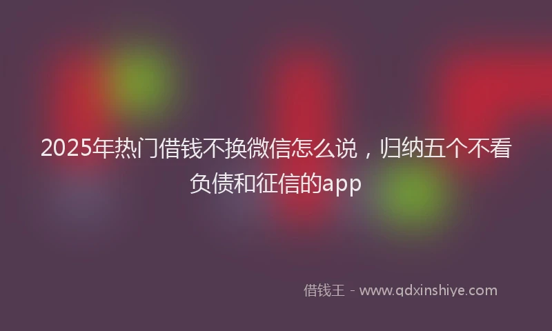 2025年热门借钱不换微信怎么说，归纳五个不看负债和征信的app