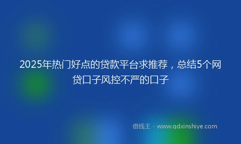 2025年热门好点的贷款平台求推荐，总结5个网贷口子风控不严的口子