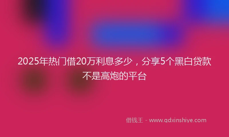 2025年热门借20万利息多少，分享5个黑白贷款不是高炮的平台