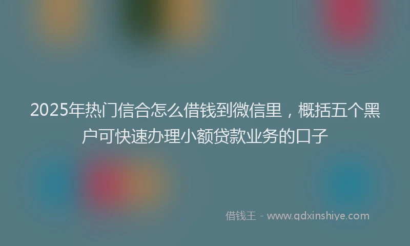 2025年热门信合怎么借钱到微信里，概括五个黑户可快速办理小额贷款业务的口子