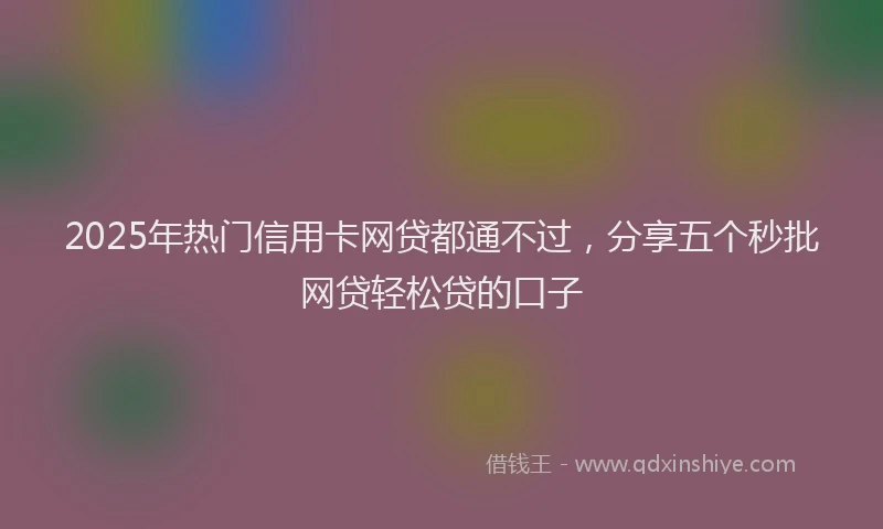 2025年热门信用卡网贷都通不过，分享五个秒批网贷轻松贷的口子