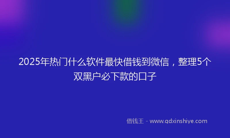 2025年热门什么软件最快借钱到微信，整理5个双黑户必下款的口子