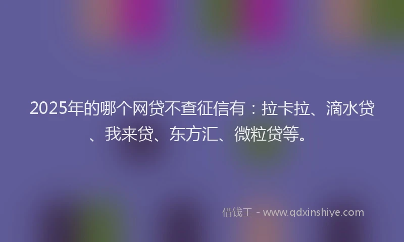 2025年的哪个网贷不查征信有：拉卡拉、滴水贷、我来贷、东方汇、微粒贷等。