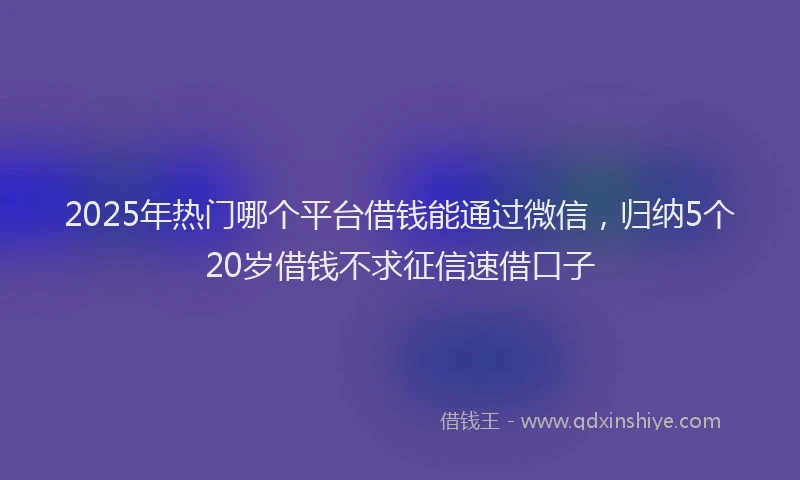 2025年热门哪个平台借钱能通过微信，归纳5个20岁借钱不求征信速借口子