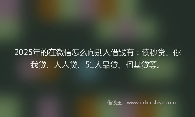 2025年的在微信怎么向别人借钱有：读秒贷、你我贷、人人贷、51人品贷、柯基贷等。