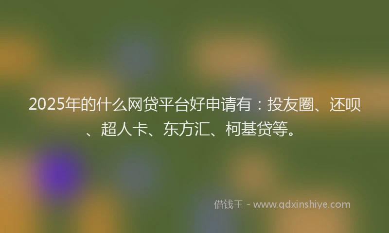 2025年的什么网贷平台好申请有：投友圈、还呗、超人卡、东方汇、柯基贷等。