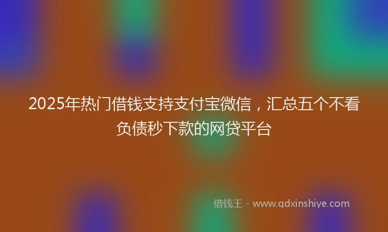 2025年热门借钱支持支付宝微信，汇总五个不看负债秒下款的网贷平台