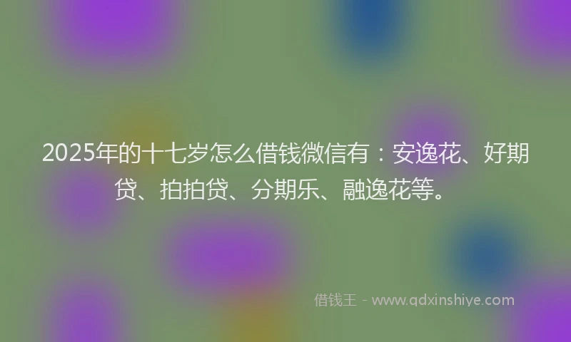 2025年的十七岁怎么借钱微信有：安逸花、好期贷、拍拍贷、分期乐、融逸花等。