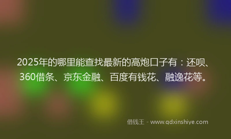 2025年的哪里能查找最新的高炮口子有：还呗、360借条、京东金融、百度有钱花、融逸花等。