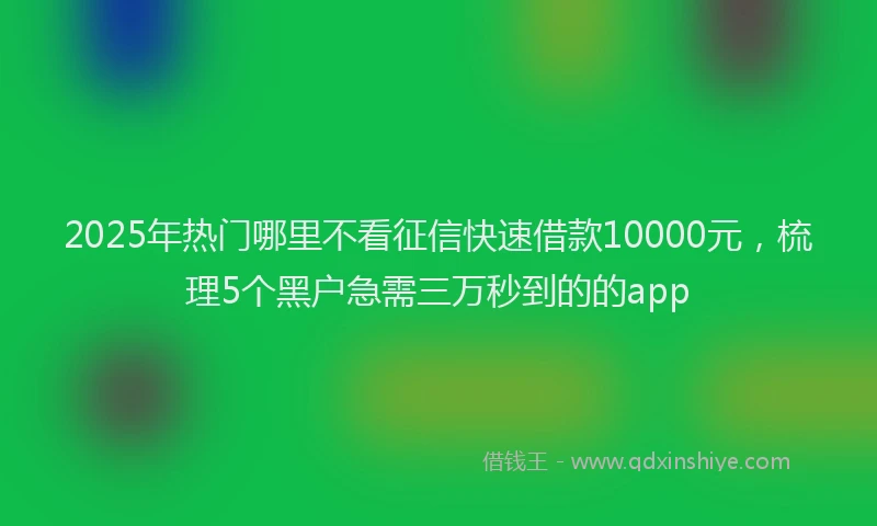2025年热门哪里不看征信快速借款10000元，梳理5个黑户急需三万秒到的的app