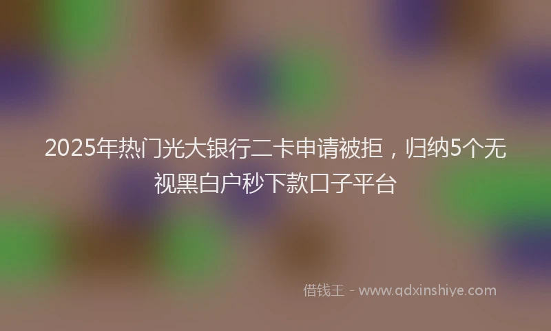 2025年热门光大银行二卡申请被拒，归纳5个无视黑白户秒下款口子平台
