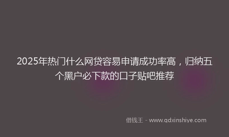 2025年热门什么网贷容易申请成功率高，归纳五个黑户必下款的口子贴吧推荐