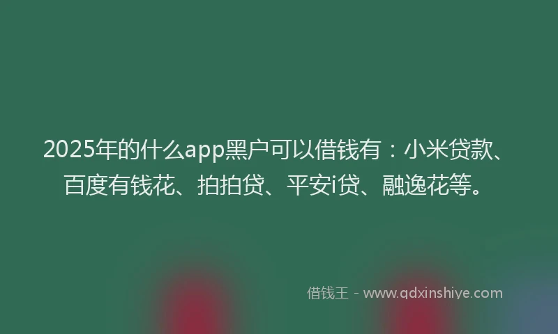 2025年的什么app黑户可以借钱有：小米贷款、百度有钱花、拍拍贷、平安i贷、融逸花等。