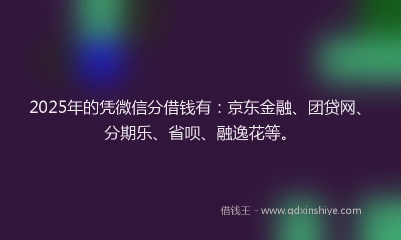 2025年的凭微信分借钱有：京东金融、团贷网、分期乐、省呗、融逸花等。