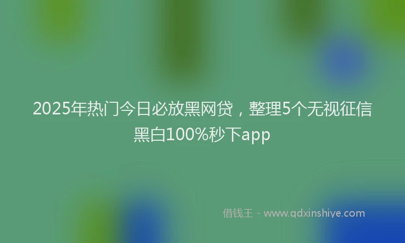 2025年热门今日必放黑网贷，整理5个无视征信黑白100%秒下app