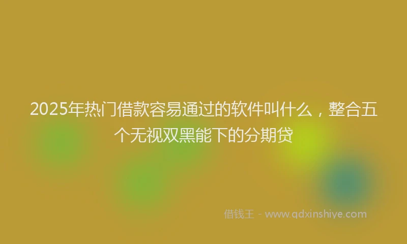2025年热门借款容易通过的软件叫什么，整合五个无视双黑能下的分期贷