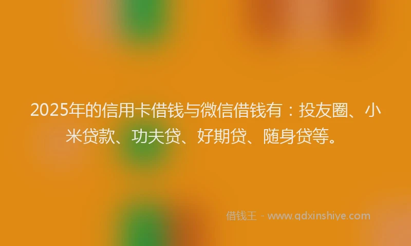2025年的信用卡借钱与微信借钱有：投友圈、小米贷款、功夫贷、好期贷、随身贷等。