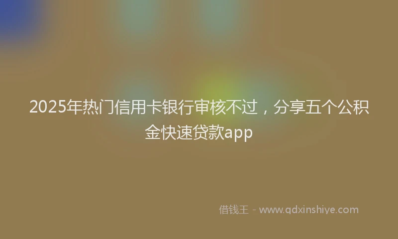 2025年热门信用卡银行审核不过，分享五个公积金快速贷款app