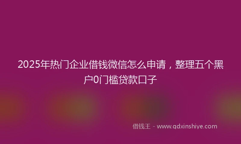 2025年热门企业借钱微信怎么申请，整理五个黑户0门槛贷款口子
