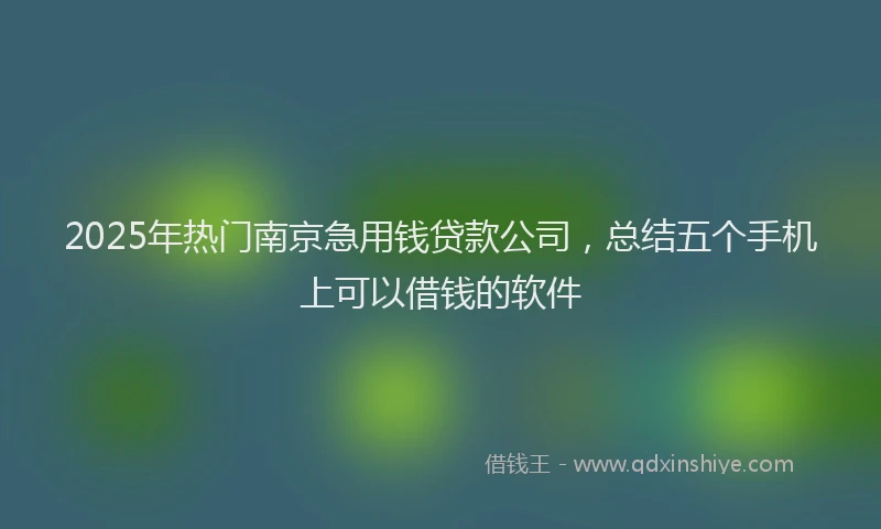 2025年热门南京急用钱贷款公司，总结五个手机上可以借钱的软件