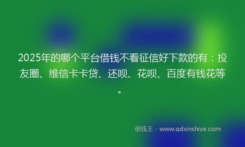 2025年的哪个平台借钱不看征信好下款的有：投友圈、维信卡卡贷、还呗、花呗、百度有钱花等。