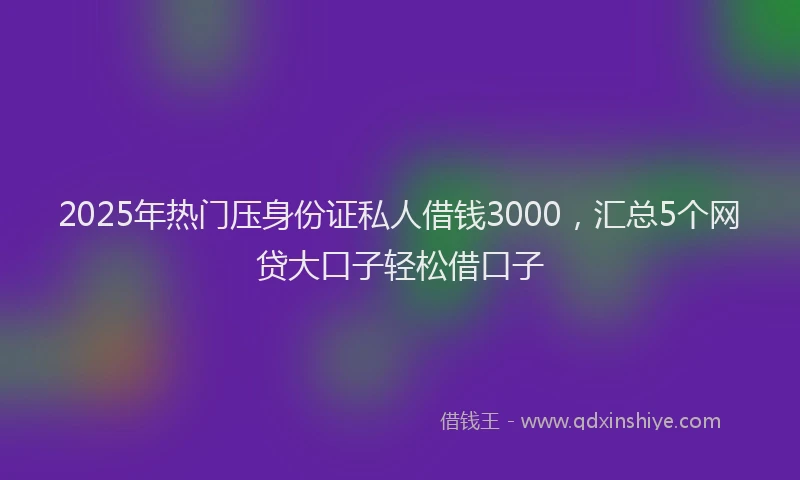 2025年热门压身份证私人借钱3000，汇总5个网贷大口子轻松借口子