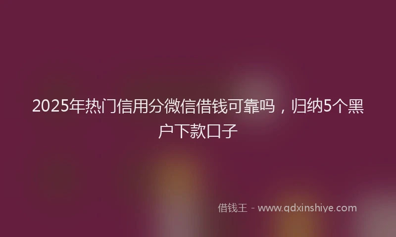 2025年热门信用分微信借钱可靠吗，归纳5个黑户下款口子