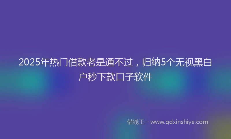 2025年热门借款老是通不过，归纳5个无视黑白户秒下款口子软件