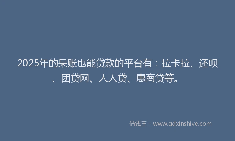 2025年的呆账也能贷款的平台有：拉卡拉、还呗、团贷网、人人贷、惠商贷等。