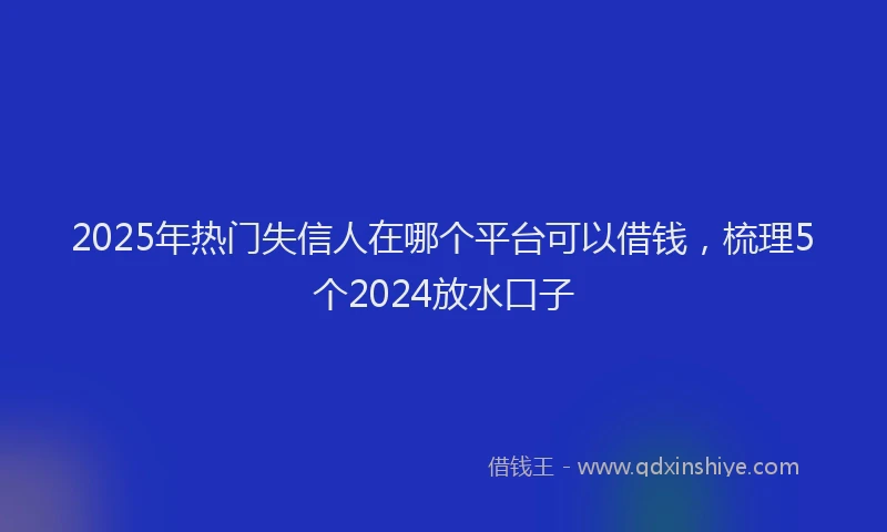 2025年热门失信人在哪个平台可以借钱，梳理5个2024放水口子