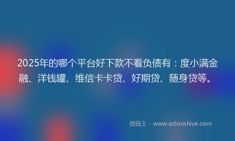 2025年的哪个平台好下款不看负债有：度小满金融、洋钱罐、维信卡卡贷、好期贷、随身贷等。