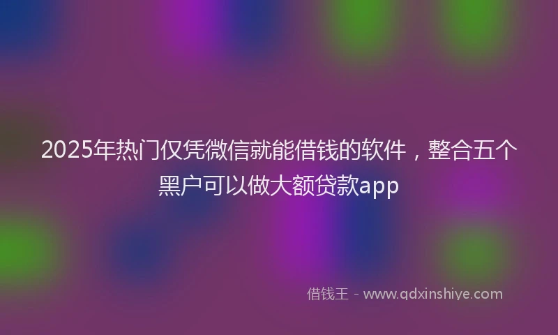 2025年热门仅凭微信就能借钱的软件，整合五个黑户可以做大额贷款app