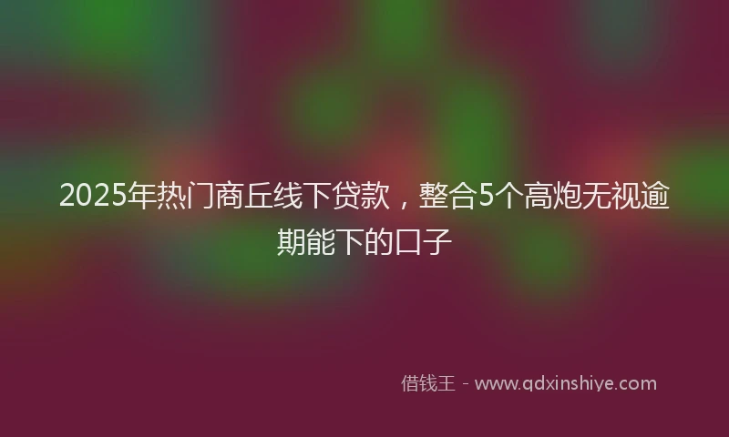 2025年热门商丘线下贷款，整合5个高炮无视逾期能下的口子