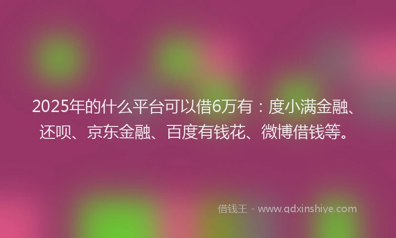 2025年的什么平台可以借6万有：度小满金融、还呗、京东金融、百度有钱花、微博借钱等。