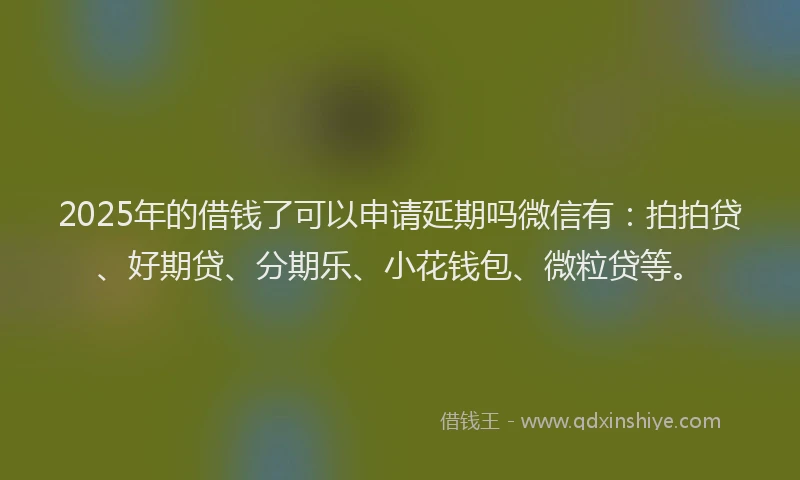 2025年的借钱了可以申请延期吗微信有：拍拍贷、好期贷、分期乐、小花钱包、微粒贷等。