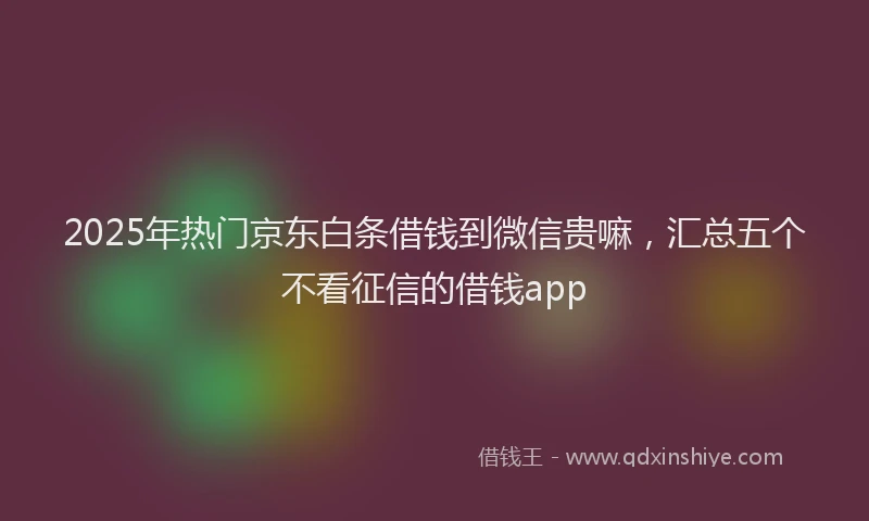 2025年热门京东白条借钱到微信贵嘛，汇总五个不看征信的借钱app