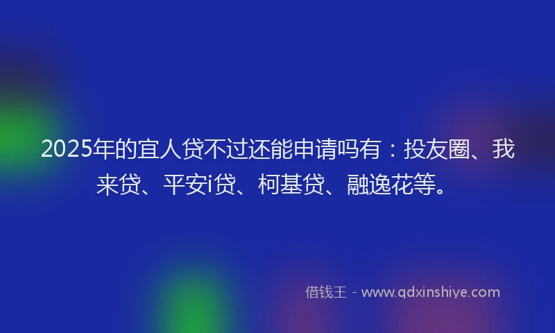 2025年的宜人贷不过还能申请吗有：投友圈、我来贷、平安i贷、柯基贷、融逸花等。