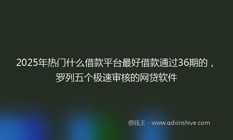 2025年热门什么借款平台最好借款通过36期的，罗列五个极速审核的网贷软件