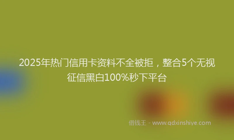 2025年热门信用卡资料不全被拒，整合5个无视征信黑白100%秒下平台