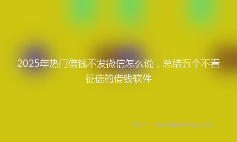 2025年热门借钱不发微信怎么说，总结五个不看征信的借钱软件