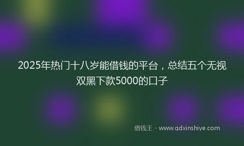 2025年热门十八岁能借钱的平台，总结五个无视双黑下款5000的口子