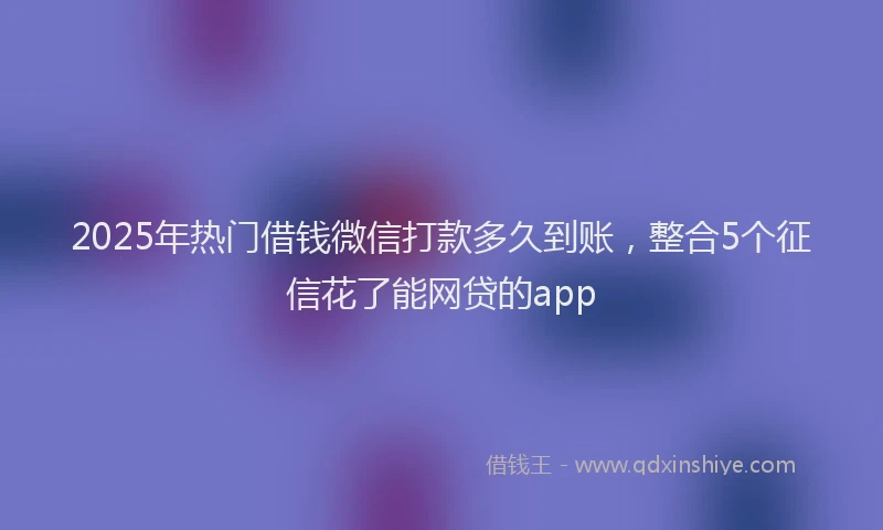 2025年热门借钱微信打款多久到账，整合5个征信花了能网贷的app