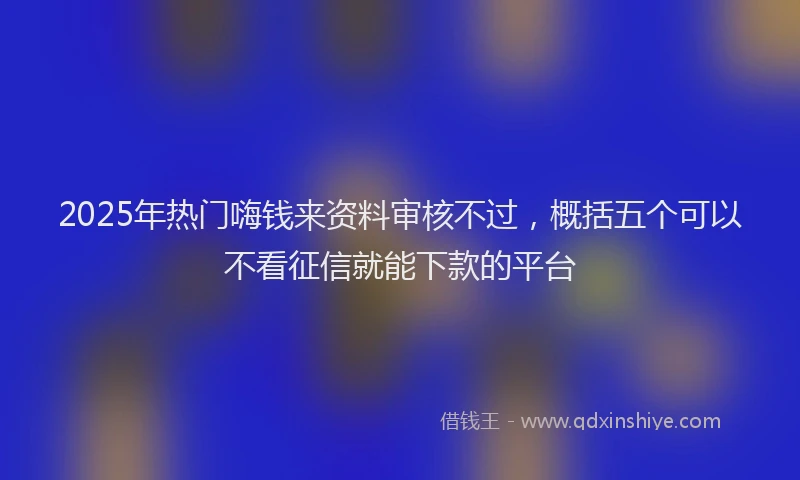 2025年热门嗨钱来资料审核不过，概括五个可以不看征信就能下款的平台